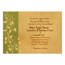 Green Antique Paper Wedding Invitation