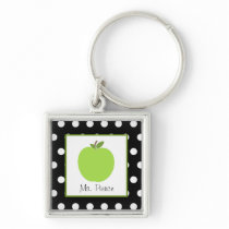 Green Apple / Black With White Polka Dots Keychains
