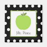 Green Apple / Black With White Polka Dots Refrigerator Magnets