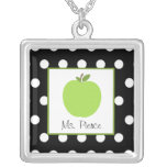 Green Apple / Black With White Polka Dots Custom Necklace