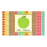 Green Apple Multicolor Polka Dots Teacher Business Card Template