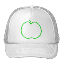 Green Apple Outline. Mesh Hats