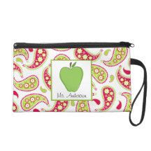 Green Apple & Paisley Wristlet For Teachers