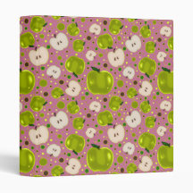 Green Apple Slices Pattern Binders