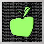 Green Apple with Patterned Background. Print
