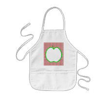 Green Apple with Red and White Check Pattern. Aprons