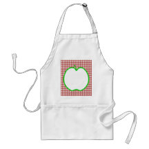 Green Apple with Red and White Check Pattern. Aprons