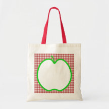 Green Apple with Red and White Check Pattern. Bag