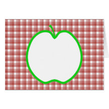 Green Apple with Red and White Check Pattern. Cards
