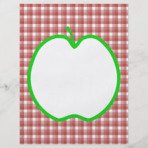 Green Apple with Red and White Check Pattern. Flyer Design