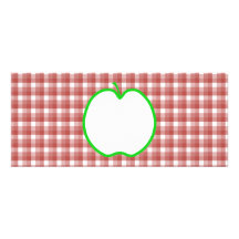 Green Apple with Red and White Check Pattern. Custom Announcements