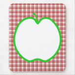 Green Apple with Red and White Check Pattern. Mousepads