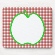 Green Apple with Red and White Check Pattern. Mouse Pad