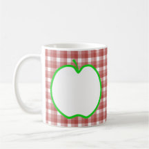 Green Apple with Red and White Check Pattern. Mugs
