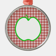 Green Apple with Red and White Check Pattern. Christmas Ornaments