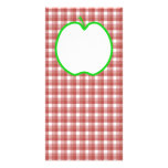 Green Apple with Red and White Check Pattern. Photo Card Template