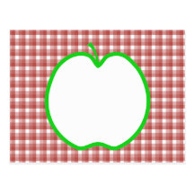 Green Apple with Red and White Check Pattern. Postcards