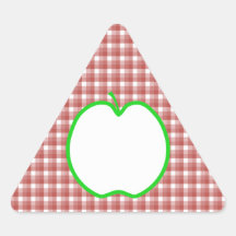 Green Apple with Red and White Check Pattern. Sticker