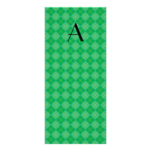Green argyle monogram rack card