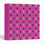 Green Argyle Paw Prints 3 Ring Binders