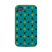 Green Argyle Paw Prints