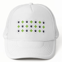 Green Argyle Paw Prints