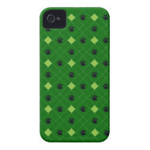 Green Argyle Paw Prints iPhone 4 Case-Mate Cases