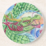 Green Asian Dragon Drink Coaster
