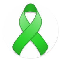 Green Awareness Ribbon Round Sticker