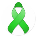 Green Awareness Ribbon Round Sticker