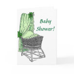 Green Baby Bassinet Greeting Cards