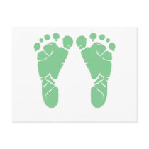 Green baby footprints post card