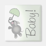 Green Baby Shower Favour Magnet - Elephant