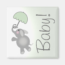 Green Baby Shower Favour Magnet - Elephant