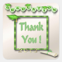 Green Balloons Graduation Thank You envelope seal Sticker