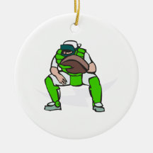 green baseball catcher christmas ornament