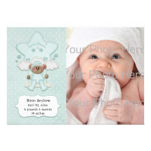Green Bear Star Baby Photo Announcement