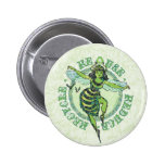 Green Bee Earthday by Mudge Studios Pinback Buttons