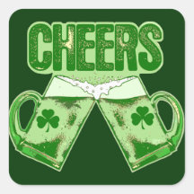 Green Beer Cheers Square Stickers