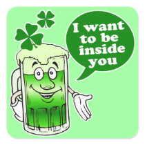 Green beer wants to be inside you stickers