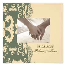Green beige vintage western country wedding photo print