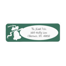 Green Bell Holiday Return Address Labels