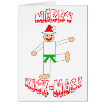 Green Belt Merry Kick-Mas! Greeting Cards