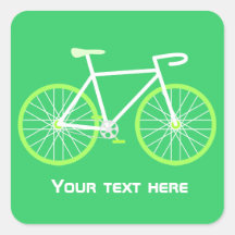 Green Bicycle Square Stickers