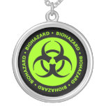 Green Biohazard Symbol Necklace w/ Text