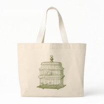 green birdcage jumbo tote bags
