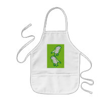 'green birds' digital painting apron