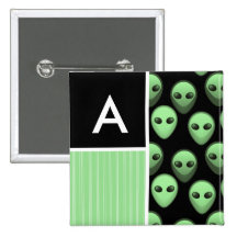 Green & Black Alien Button