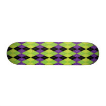 Green Black and Purple Evil Argyle Plaid Custom Skateboard