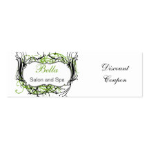 green,black and white Chic discount coupon Business Card